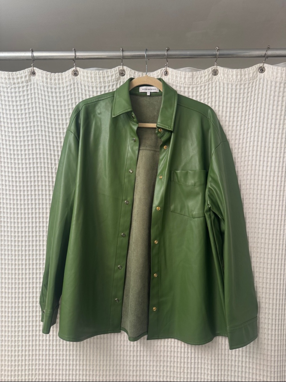 WeWoreWhat Green Leather Shirt